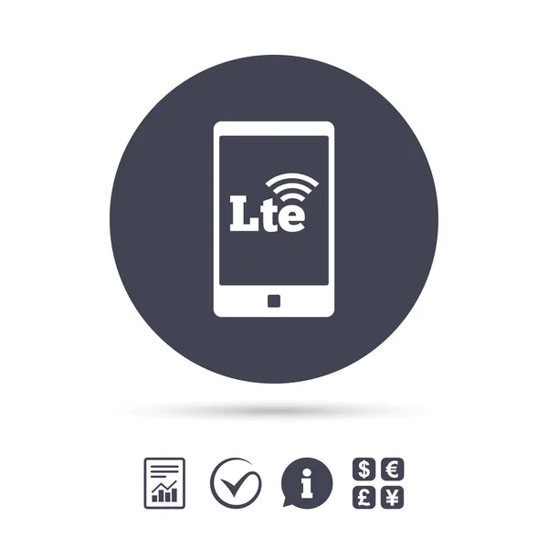4G LTE signo en el icono del teléfono inteligente — Vector de stock