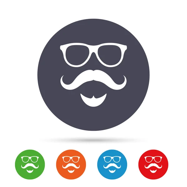 Icono de signo de bigote y gafas . — Vector de stock