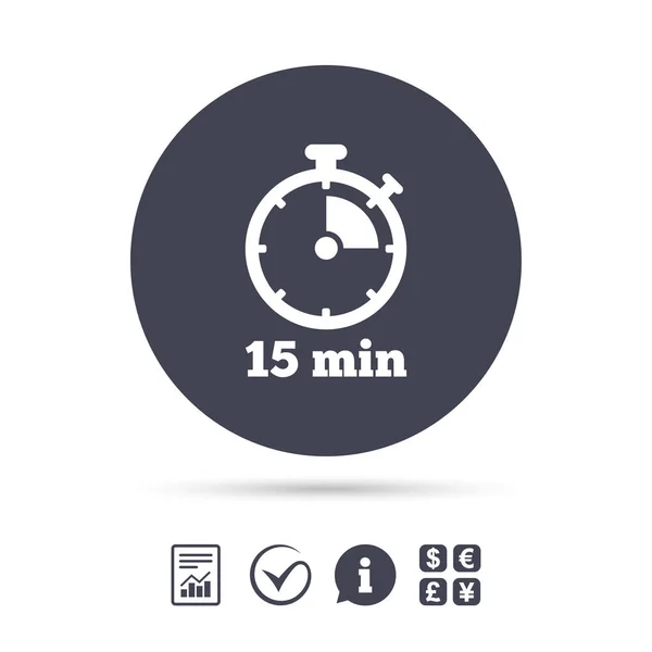 15 minuten stopwatch-symbool. — Stockvector