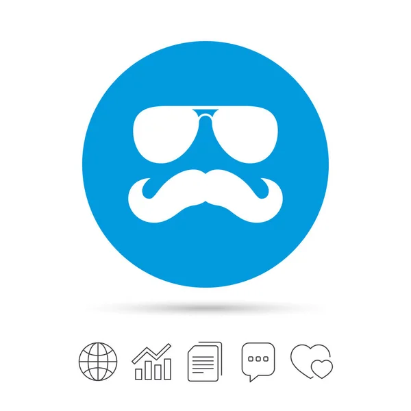 Wąsy i ikonę Podpisz okulary przeciwsłoneczne — Wektor stockowy