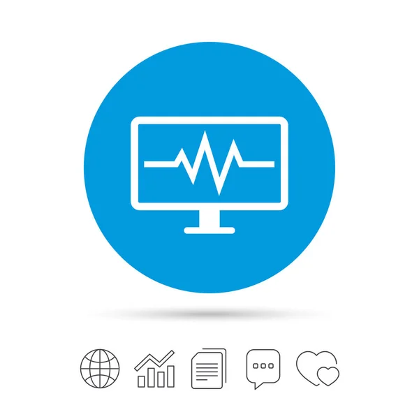 Ícone de sinal de monitorização do cardiograma . — Vetor de Stock