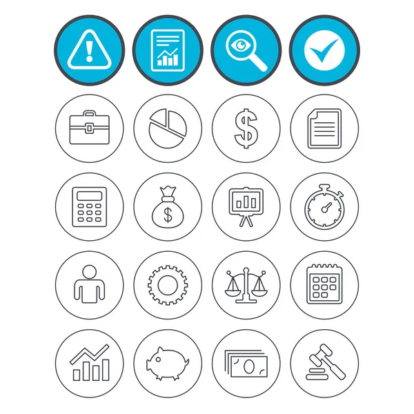 Business line icons. Money, chart and document. — Stock Vector