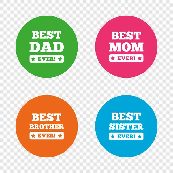 Best mom and dad, brother, sister icons. — Stock Vector