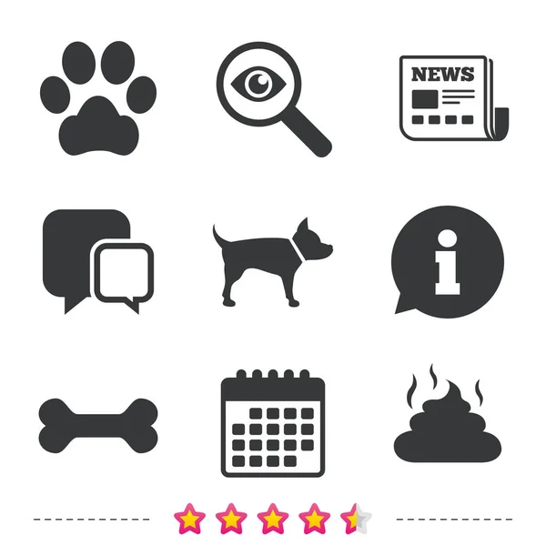 Iconos de mascotas. Pata de perro — Vector de stock