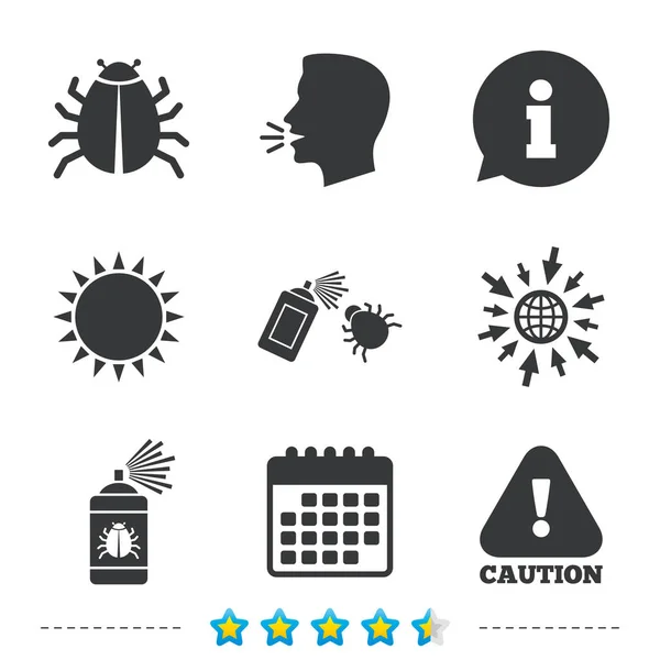 Icone di disinfezione bug — Vettoriale Stock