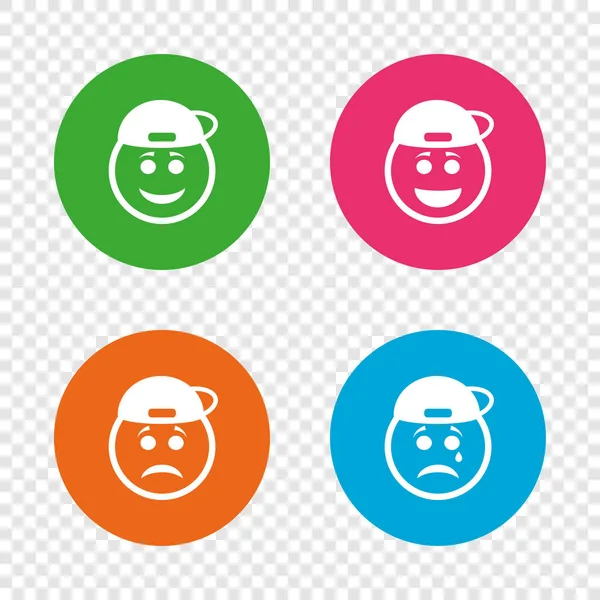 Rapper smile face icons. — Stock Vector