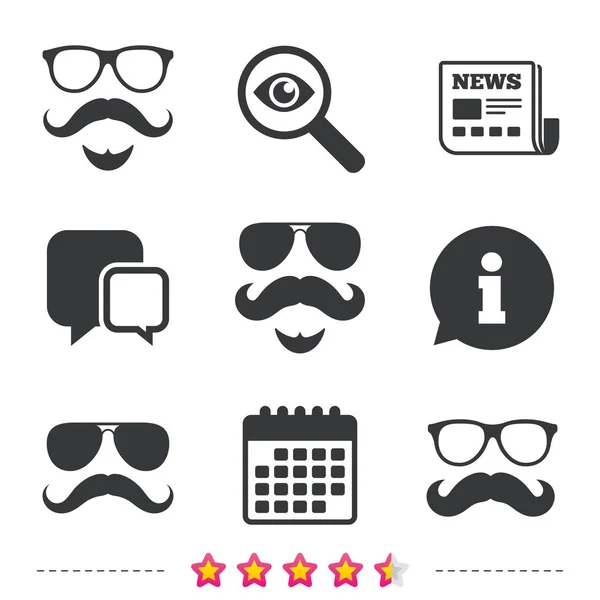 Hipster Mustache and Glasses icons — Stock Vector