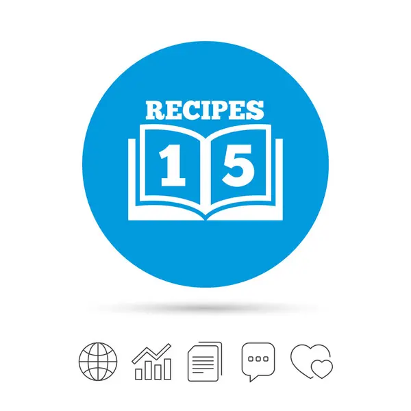 15 Recetas libro símbolo . — Vector de stock