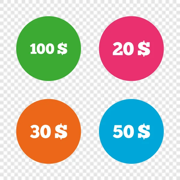 Money in dollars icons — Stock Vector