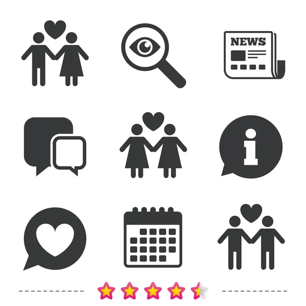 Pareja amor iconos — Vector de stock