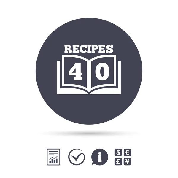 40 recepten boek symbool. — Stockvector