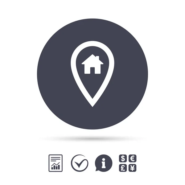 Map pointer with house sign icon