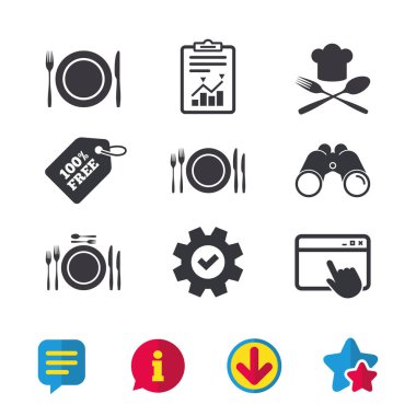 Çatal ile tabaklar ve simgeler bıçaklar 