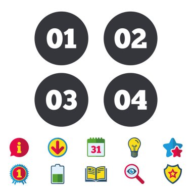 Bir, iki, üç simge adım. Seçenekleri dizisi.