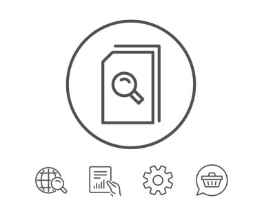 Arama belgeler satırı simgesi. Büyüteç ile dosya.