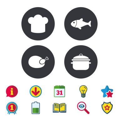 Şef şapka, pişirme Pan simgeler. 