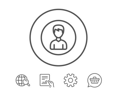 Kullanıcı satırı simgesi. Erkek profil işareti.