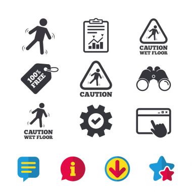 Dikkatli ıslak zemin simgeler. 