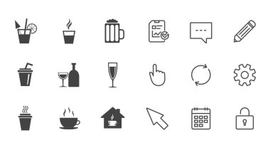 Çay, kahve ve bira simgeleri. 