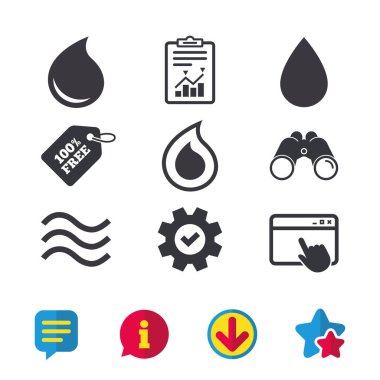 Su damla simgeler. Gözyaşı veya petrol sembolleri.