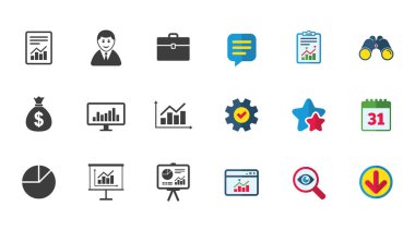İstatistikler, muhasebe simgeler. 