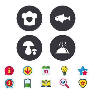 Şef şapka, pişirme Pan simgeler. 