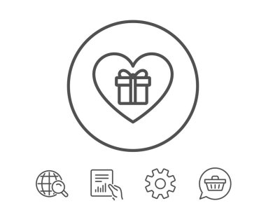 Sevgi hediye kutusu satırı simgesi.