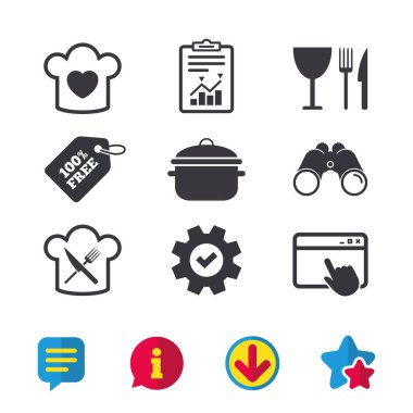 Şef şapka, pişirme Pan simgeler. 