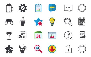 İşaretler içer. Kahve fincanı, bardak bira simgeler.