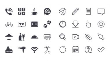 Otel hizmetleri ve daire simgeler kümesi 