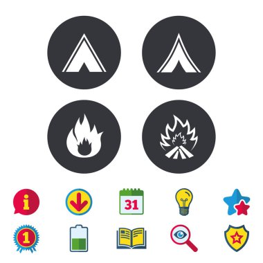 Turist kamp çadır işaretleri. 