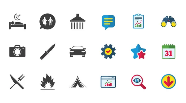 Senderismo iconos de viaje . — Vector de stock