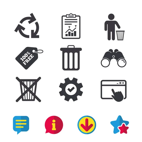 Iconos de papelera de reciclaje . — Vector de stock