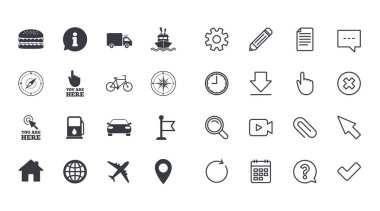 navigasyon ve gps simge kümesi