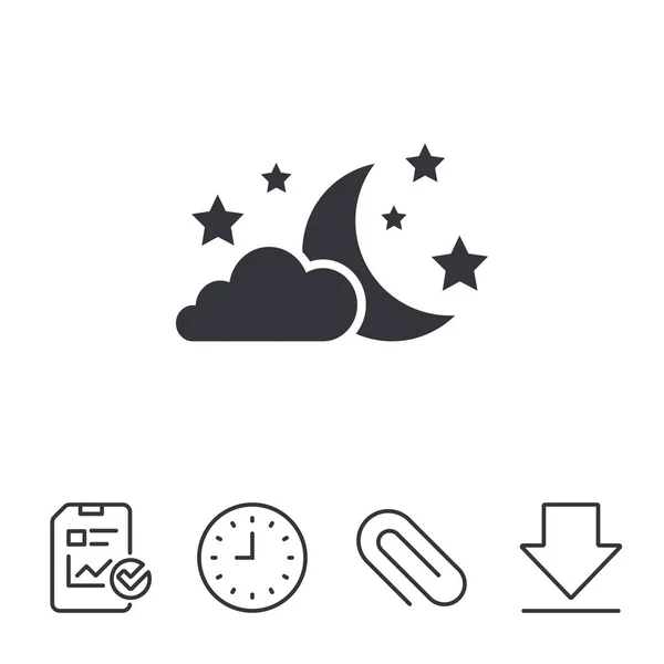 Icono de signo de luna, nubes y estrellas — Archivo Imágenes Vectoriales