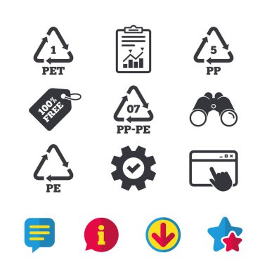 Polietilen tereftalat Icons set