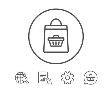 Alışveriş poşeti çizgisi simgesi