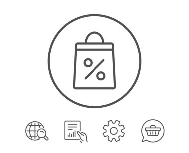 Alışveriş poşeti çizgisi simgesi