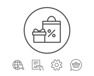 Hediye kutusu ile alışveriş çantası simgesini