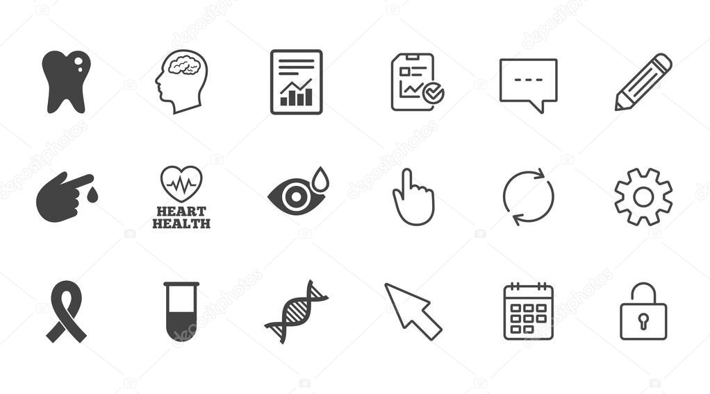 health and diagnosis icons.