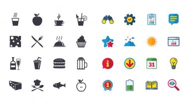 Yiyecek ve içecek simgeler kümesi. 