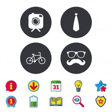 Takvim, bilgi ve indirmek işaretleri. 