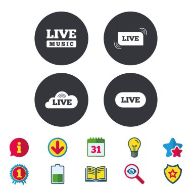 Takvim, bilgi ve indirmek işaretleri. 