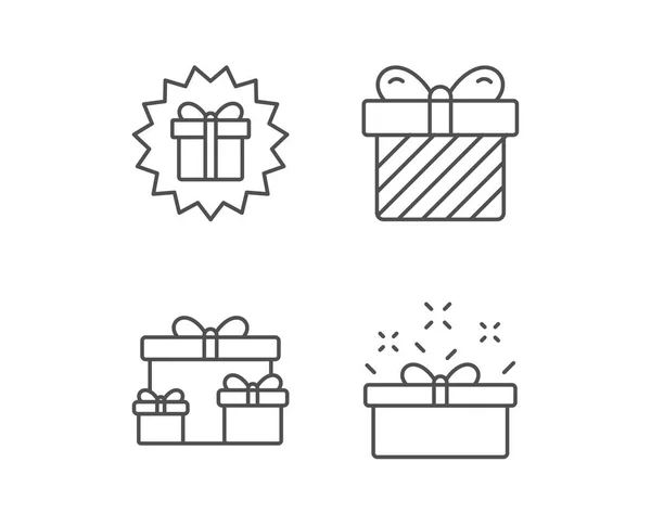 Iconos de línea de regalos . — Vector de stock