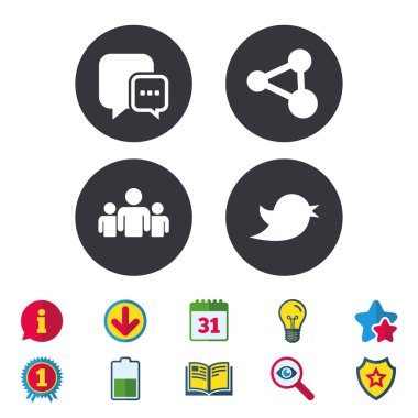 Takvim, bilgi ve indirmek işaretleri. 