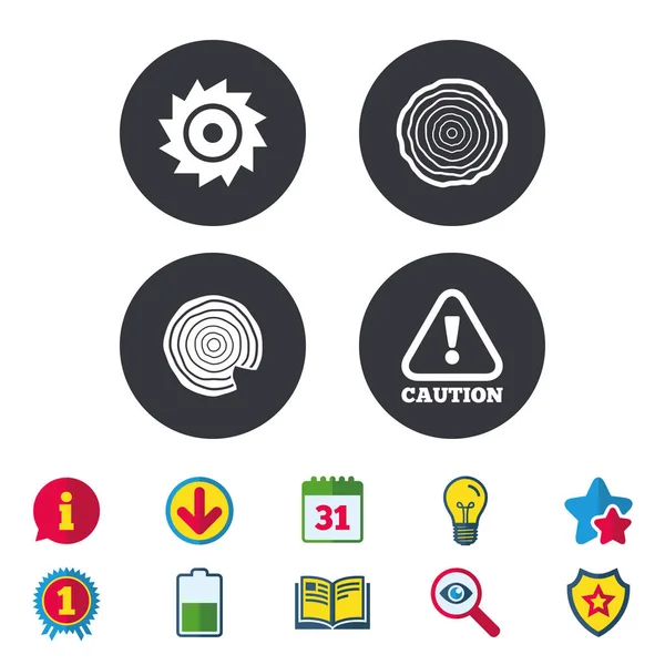 ahşap ve testere dairesel tekerlek simgeler.