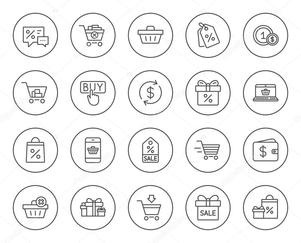 Shopping line icons. 