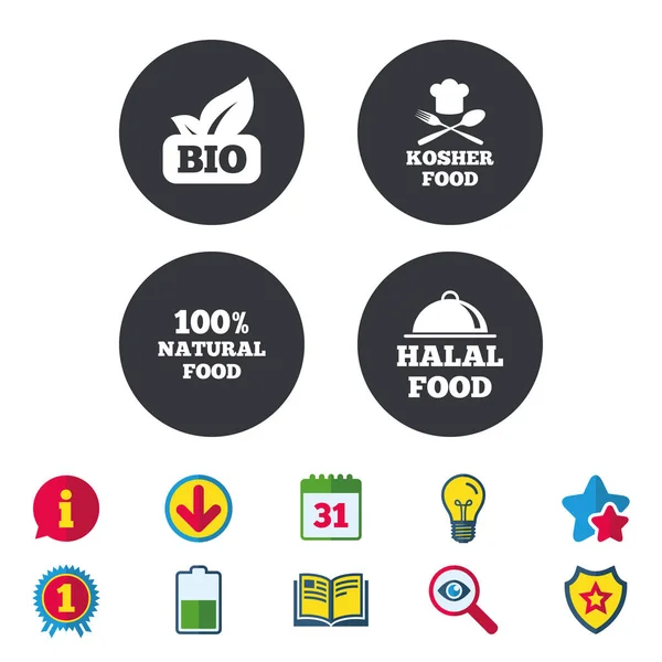 Iconos naturales de Bio alimentos — Vector de stock