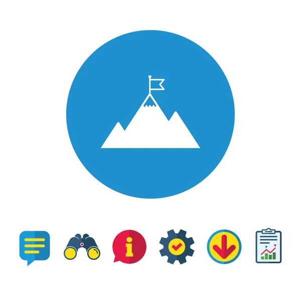 Flag on mountain icon — Stock Vector