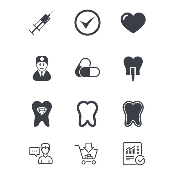 Tooth, dental care icons — Stock Vector